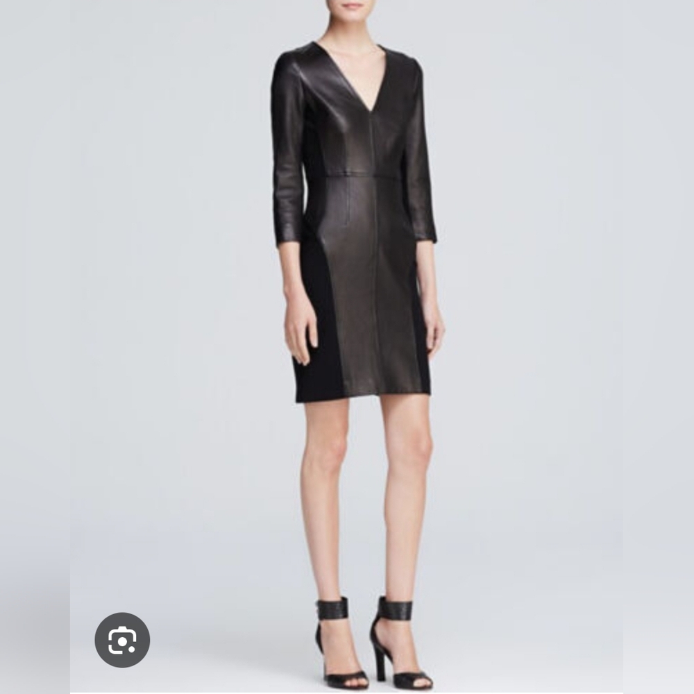 Diane von furstenberg Leather Lambskin And Knit dress Size 4